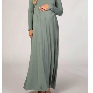 Pinkblush Sage Green off the shoulder Maternity Dress